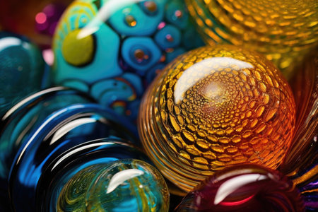 macro shot of glass art textures and colors, created with generative aiの素材