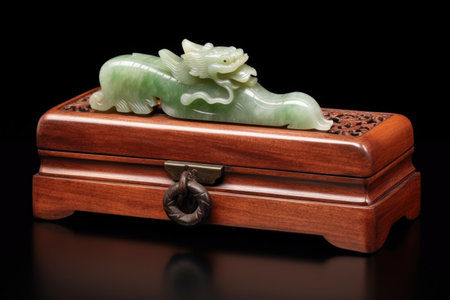 chinese jade seal with carved dragon handle, created with generative aiの素材