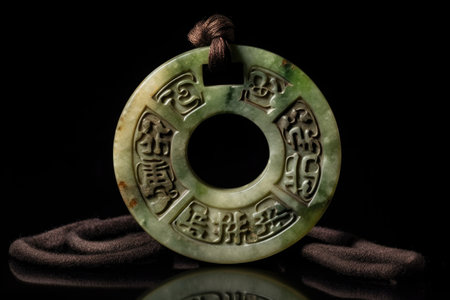 ancient chinese jade coin with calligraphy, created with generative aiの素材