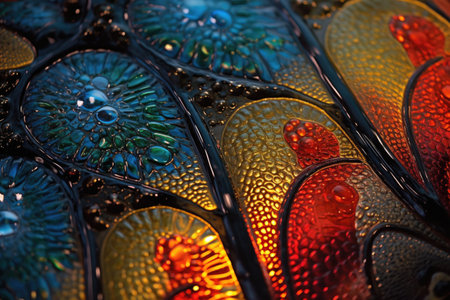close-up of intricate glass art patterns and textures, created with generative aiの素材