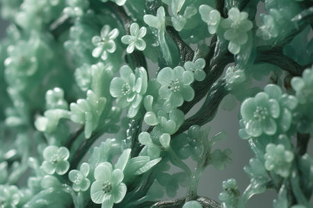 macro shot of chinese jade floral artwork, created with generative aiの素材