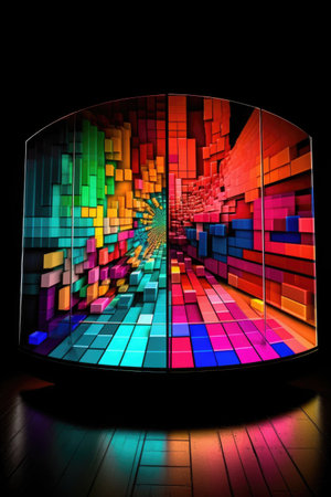 colorful pie charts on a digital screen display, created with generative aiの素材