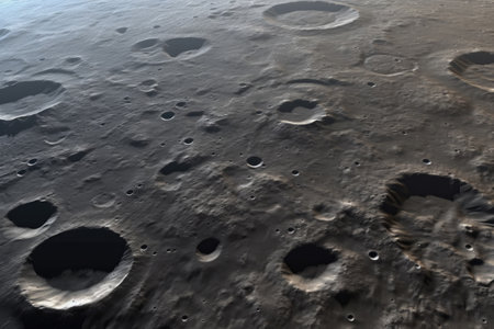 shadows of craters creating stunning patterns on lunar surface, created with generative aiの素材
