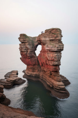 heart-shaped rock formation near the edge of a cliff, created with generative aiの素材