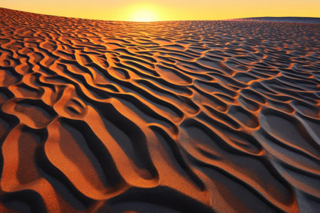 close-up of a magnetite-rich sand dune at sunset, created with generative aiの素材