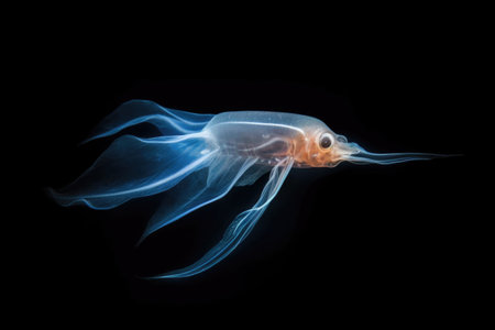 a ghostly vampire squid drifting in the darkness, created with generative aiの素材