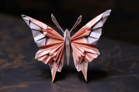 delicate origami butterfly on flower, created with generative aiの素材