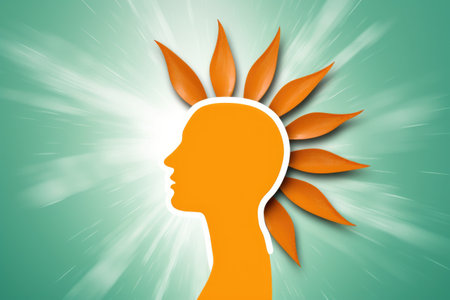 mental health symbol paired with sunburst, representing the power of mental wellness, created with generative aiの素材