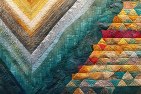 handcrafted quilt with geometric shapes and textures, created with generative aiの素材
