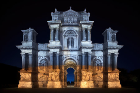 3d projection mapping on a historic monument, created with generative aiの素材