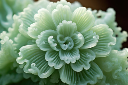 delicate jade flower carving with soft focus, created with generative aiの素材