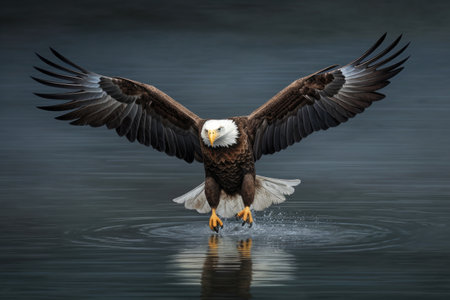 bald eagle catching a fish in its talons, created with generative aiの素材