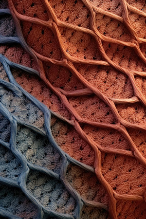 close-up of textured fabric with an interesting woven design, created with generative aiの素材