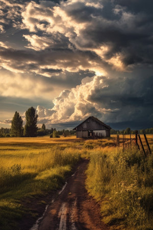 stormy sky clearing up, symbolizing overcoming a dark period, created with generative aiの素材