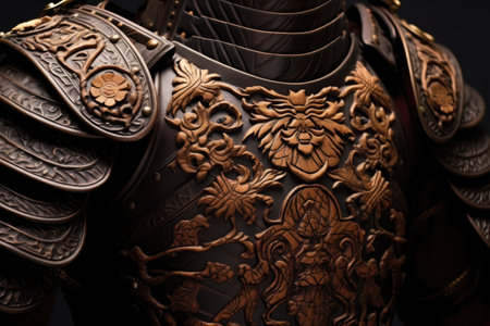 detailed shot of samurai armor patterns, created with generative aiの素材
