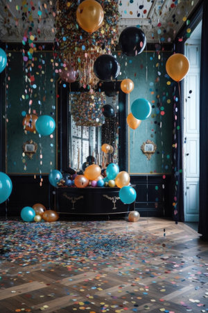 new years eve party decorations and confetti, created with generative aiの素材