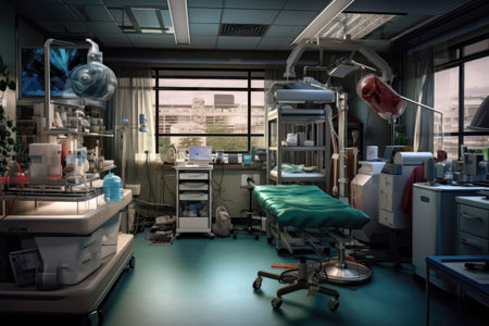 lab setup with ai-assisted medical equipment, created with generative aiの素材