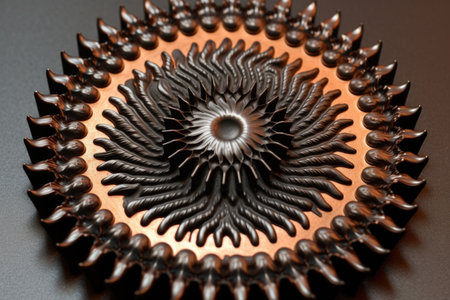 swirling patterns of ferrofluid on magnet, created with generative aiの素材