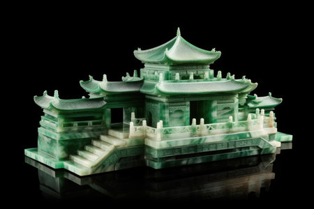 jade carving of ancient chinese architecture, created with generative aiの素材