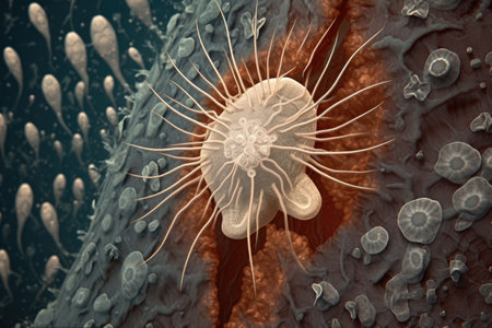 detailed image of a ciliate protozoan, created with generative aiの素材