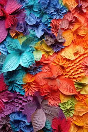colorful origami paper with vibrant patterns, created with generative aiの素材