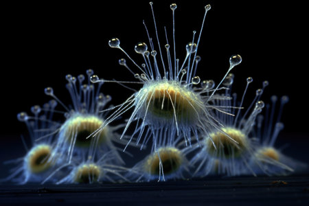 ciliates moving rapidly in a drop of water, created with generative aiの素材