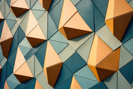 abstract close-up of geometric building exterior patterns, created with generative aiの素材