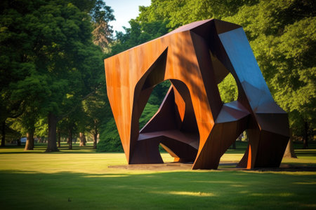 abstract moving sculpture in a public park, created with generative aiの素材
