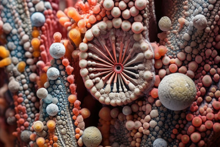 intricate details of microscopic mineral formations, created with generative aiの素材