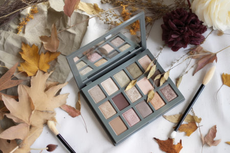 palette of neutral colors for everyday makeup look, created with generative aiの素材
