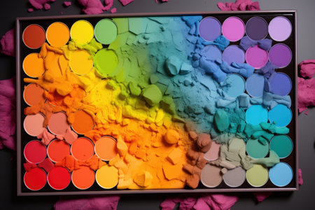 a rainbow palette with shades ranging from pastel to bold, created with generative aiの素材