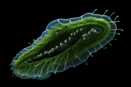 magnified view of a single-celled euglena swimming, created with generative aiの素材