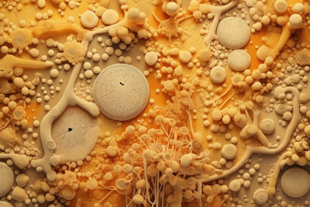 intricate patterns of bacteria colonies, created with generative aiの素材