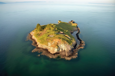 aerial view of newly formed volcanic island, created with generative aiの素材