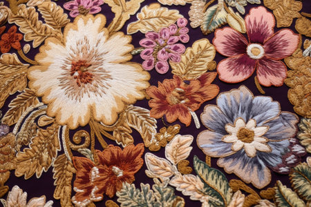 close-up of intricate floral carpet design, created with generative aiの素材