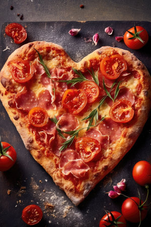 heart-shaped pizza for romantic occasions, created with generative aiの素材