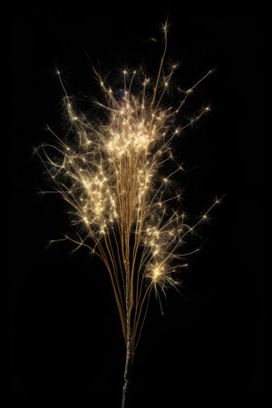 sparklers creating light patterns on dark background, created with generative aiの素材