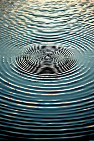circular ripples in water caused by a droplet, created with generative aiの素材