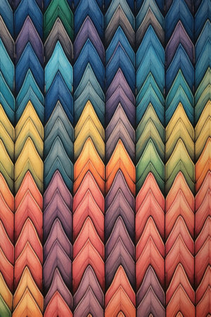 rows of multicolored pencils forming a repeating pattern, created with generative aiの素材