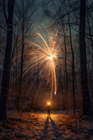 2023 written in sparklers against dark sky, created with generative aiの素材