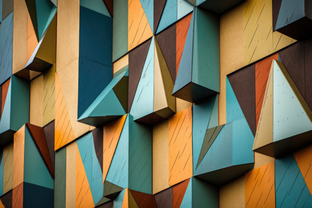 abstract close-up of geometric building exterior patterns, created with generative aiの素材