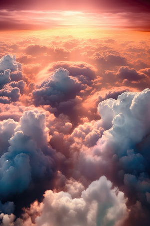 aerial view of a dense cloud formation from above, created with generative aiの素材