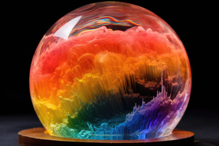 rainbow spectrum colors on soap bubble surface, created with generative aiの素材