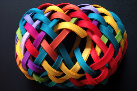 rainbow ribbon weaving through a monochrome background, created with generative aiの素材