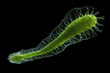 magnified view of a single-celled euglena swimming, created with generative aiの素材