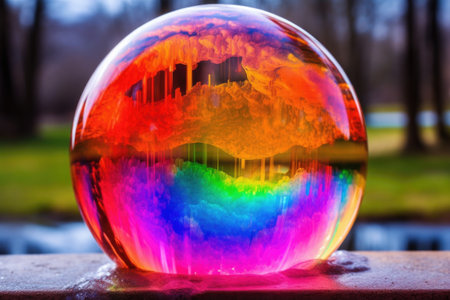 colorful spectrum on a soap bubble surface, created with generative aiの素材