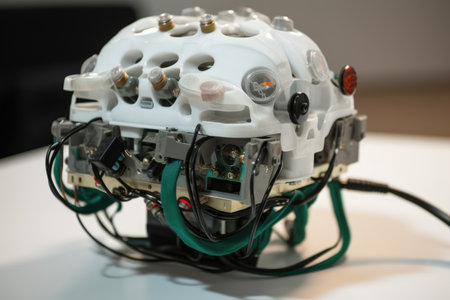 highly specialized and intricate device for measuring brain activity, created with generative aiの素材