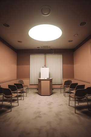 empty conference room with chairs and table, created with generative aiの素材