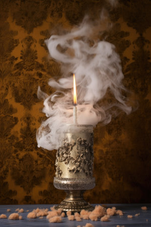 smoke emitting from an extinguished candle, created with generative aiの素材