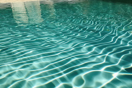 close-up of ripples on a crystal-clear pool, created with generative aiの素材